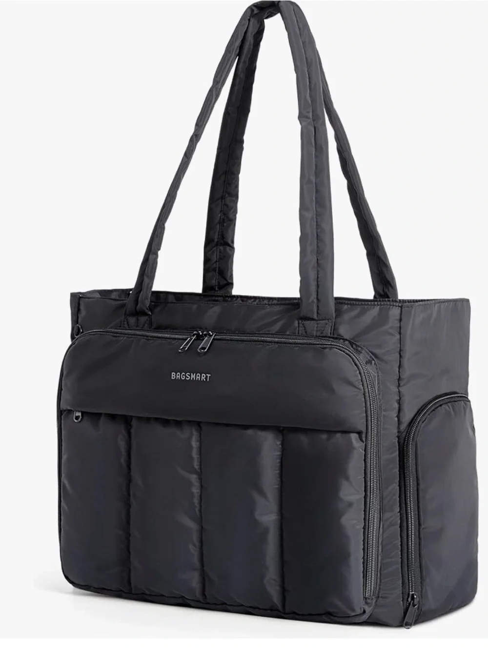 BagSmart Black Quilted Tote Bag for Women